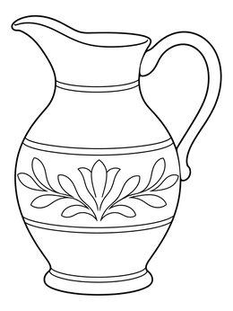 An ornate ceramic jug in this Esther coloring page with floral details.