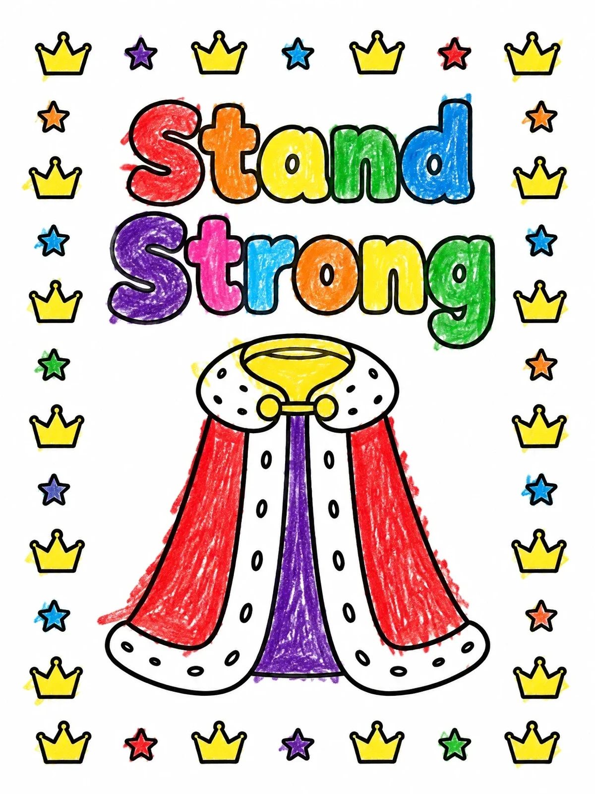 Colored example of the Royal Robe Stand Strong Sign coloring page