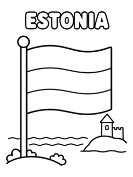 Free printable Flag Of Estonia With Castle coloring page