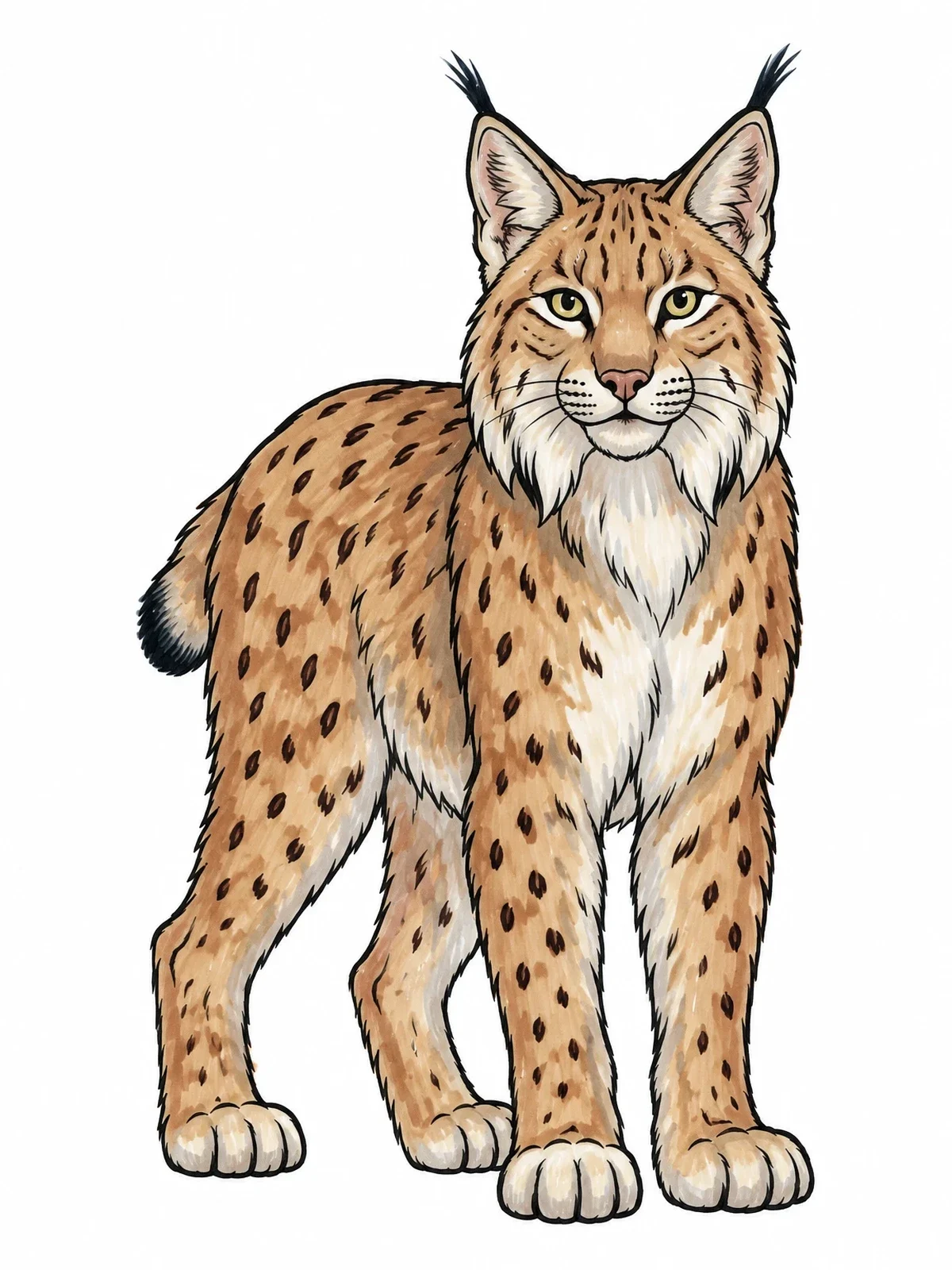 Colored example of the Standing Eurasian Lynx coloring page
