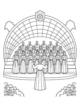 Choir and conductor at the Tallinn Song Festival Grounds in this estonia coloring page.