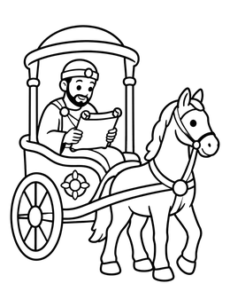 Free printable Man Reading Scroll In Chariot coloring page
