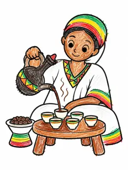 Traditional Ethiopian Coffee Ceremony Coloring Page