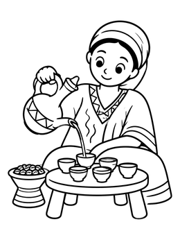 Free printable Traditional Ethiopian Coffee Ceremony coloring page