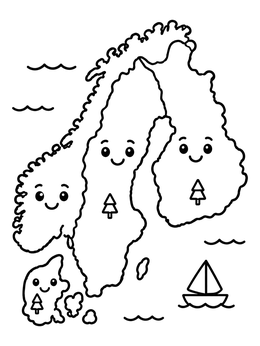 Free printable Cute Nordic Countries Map coloring page