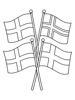 Free printable Nordic Cross Flags On Crossed Poles coloring page