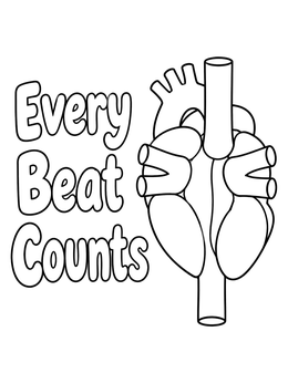 Free printable Every Beat Counts Anatomical Heart coloring page