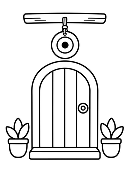 Free printable Evil Eye Amulet Above Arched Door coloring page