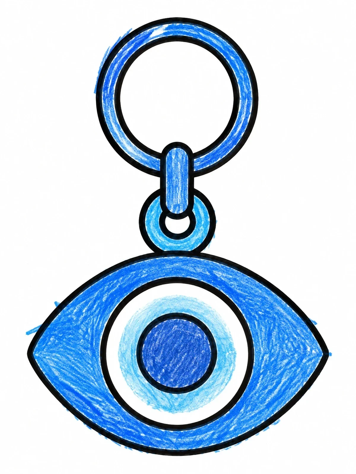 Colored example of the Evil Eye Charm Keychain coloring page