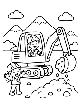 Free printable Excavator At The Construction Site coloring page