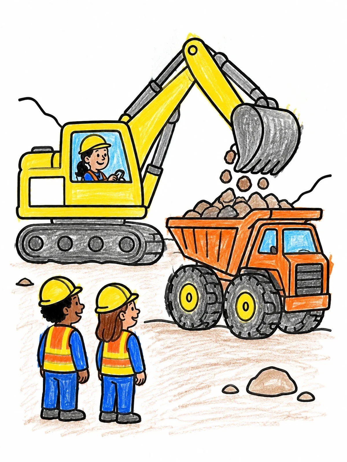 Colored example of the Excavator Loading A Mining Truck coloring page