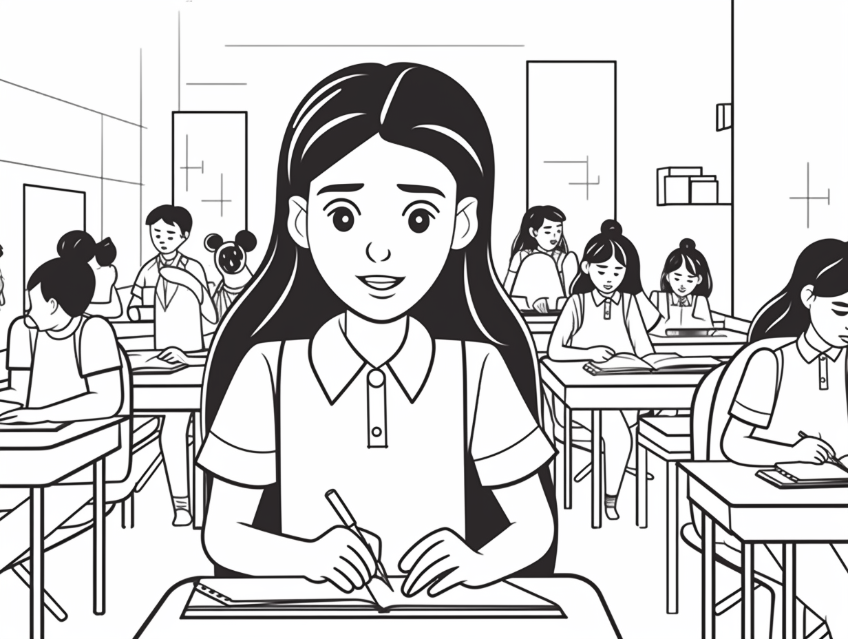 Excited Student - Coloring Page