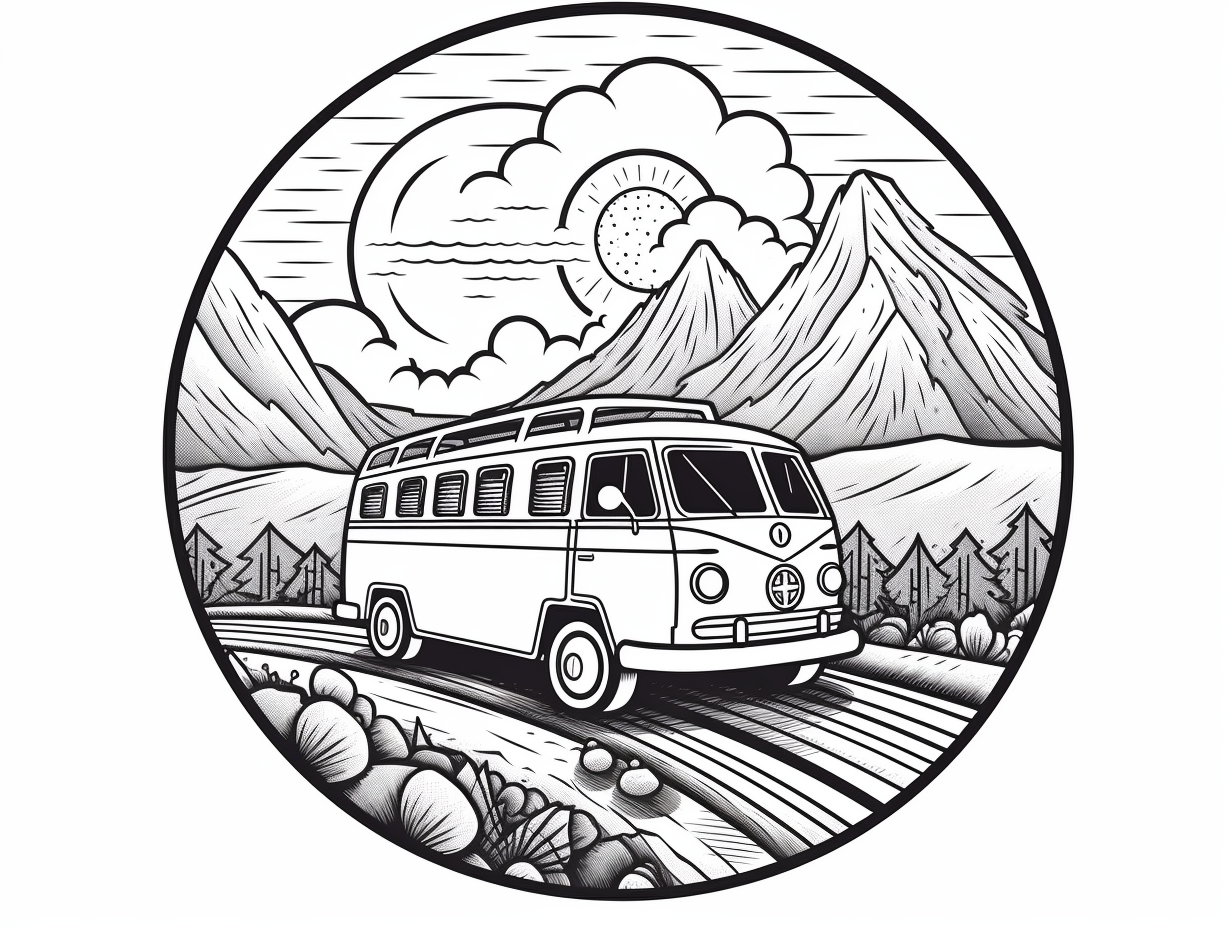 Exciting Road Trip Mandala Journey Coloring Page 3813