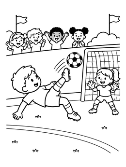 Free printable Exciting Soccer Bicycle Kick Match coloring page