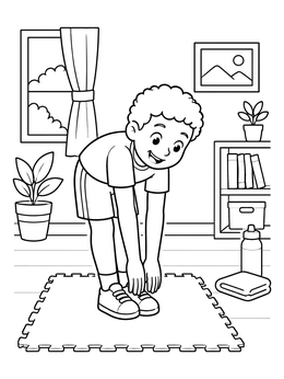 Free printable Boy Stretching To Touch His Toes coloring page