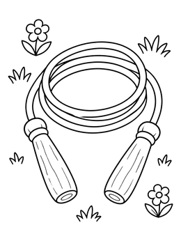 Free printable Coiled Skipping Rope On Grass coloring page