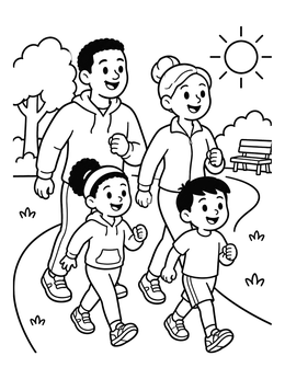 Free printable Family Jogging In The Park coloring page