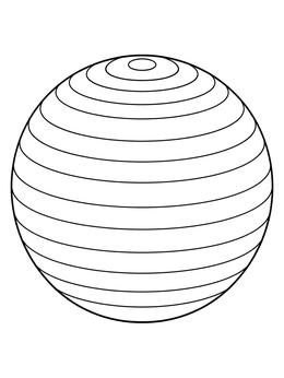 A striped stability ball in this simple exercise coloring page.