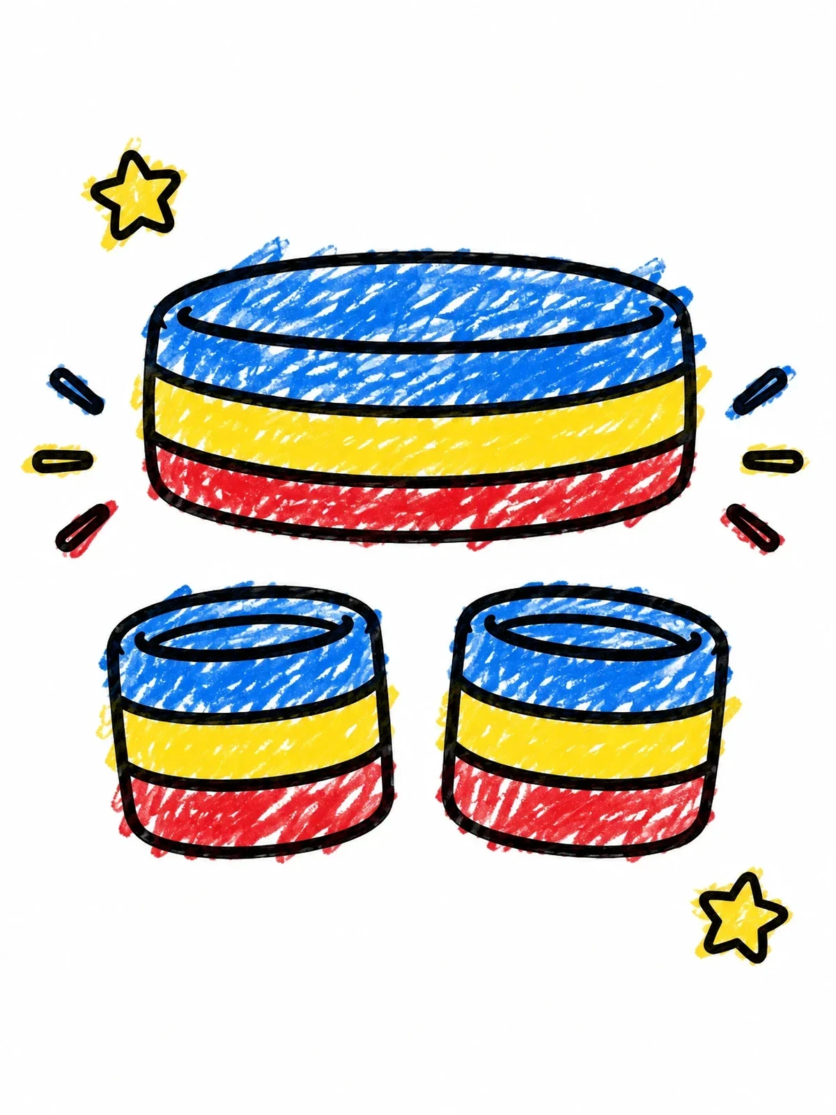 Colored example of the Retro Headband And Wristbands Set coloring page