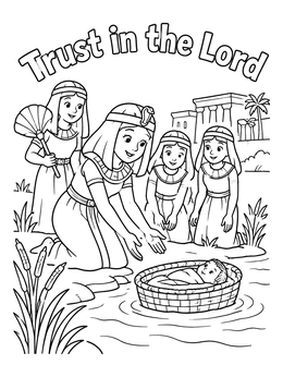 Free printable Finding Baby Moses In The River coloring page
