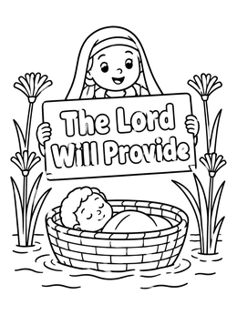 Free printable Baby Moses And Miriam In The Nile coloring page
