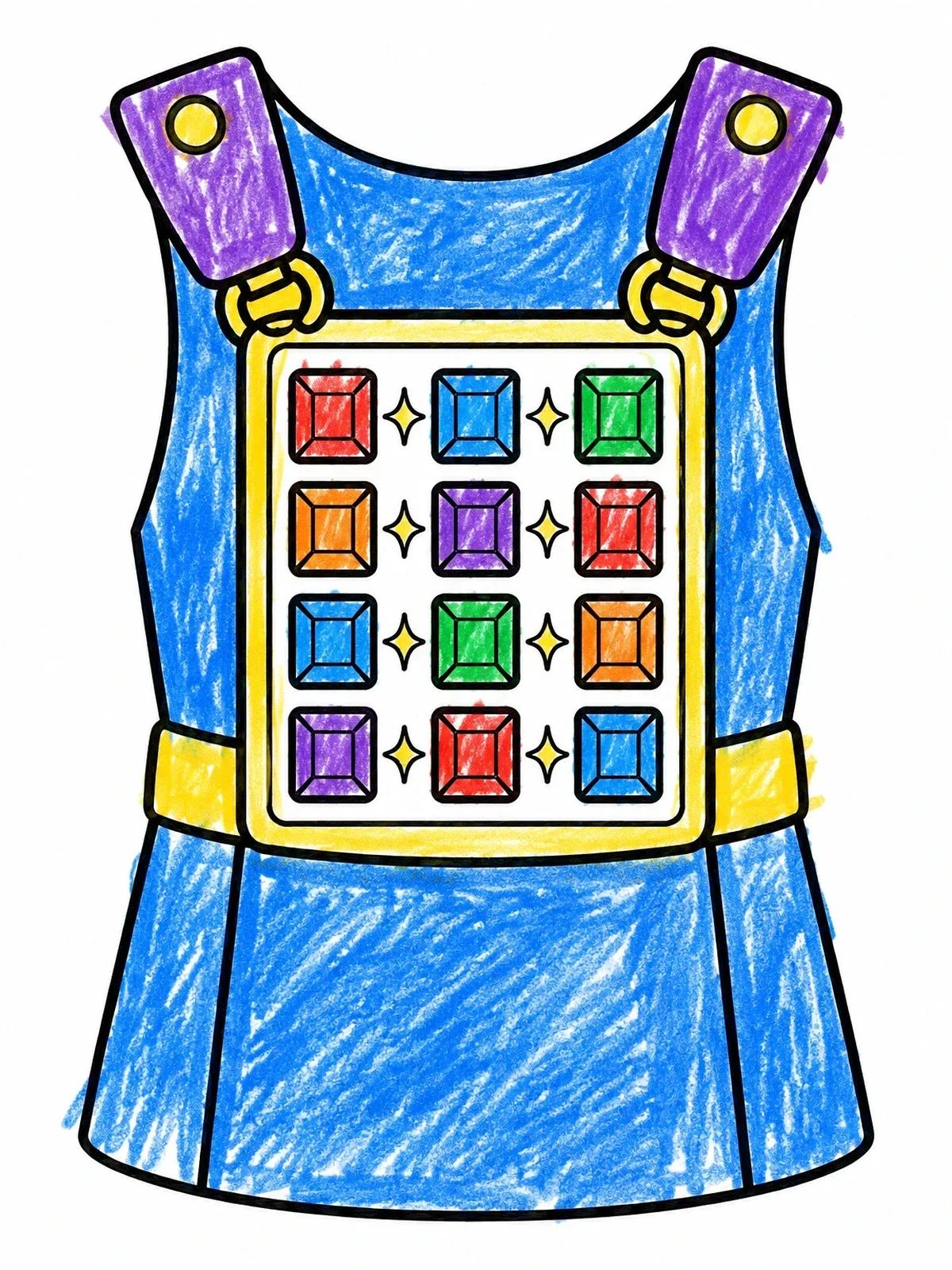 Colored example of the High Priest Breastplate With Gemstones coloring page
