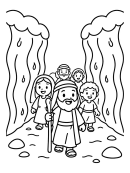 Free printable Moses Parting The Red Sea coloring page