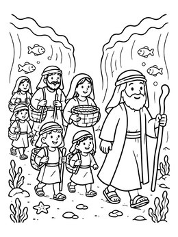 Free printable Moses Crossing The Red Sea coloring page