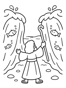 Free printable Moses Parting The Red Sea coloring page