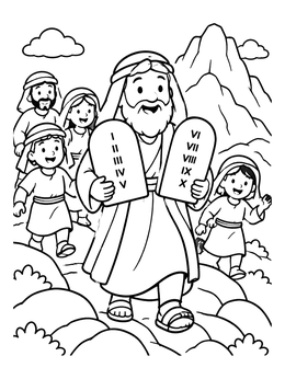 Free printable Moses Bringing Down The Commandments coloring page