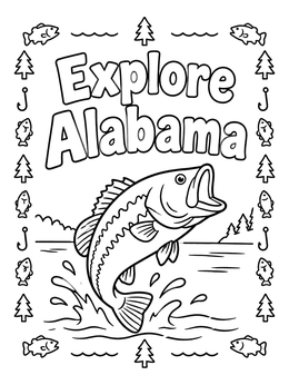 Free printable Explore Alabama Largemouth Bass coloring page