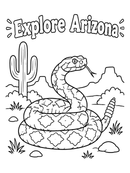 Free printable Explore Arizona Rattlesnake In The Desert coloring page