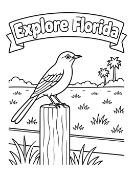 Free printable Explore Florida Mockingbird On Fence coloring page