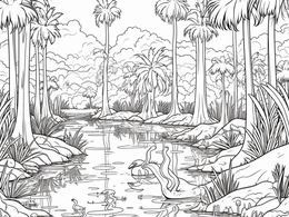 Swamp Wonderland Coloring - Coloring Page