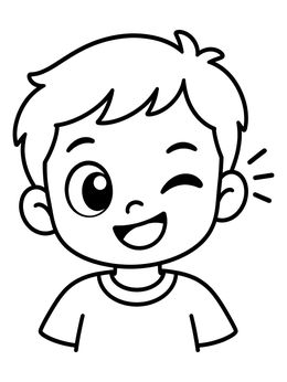 Free printable Cheerful Boy Winking Face coloring page
