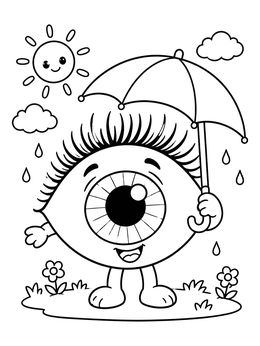 Free printable Cute Cartoon Eye With Umbrella coloring page