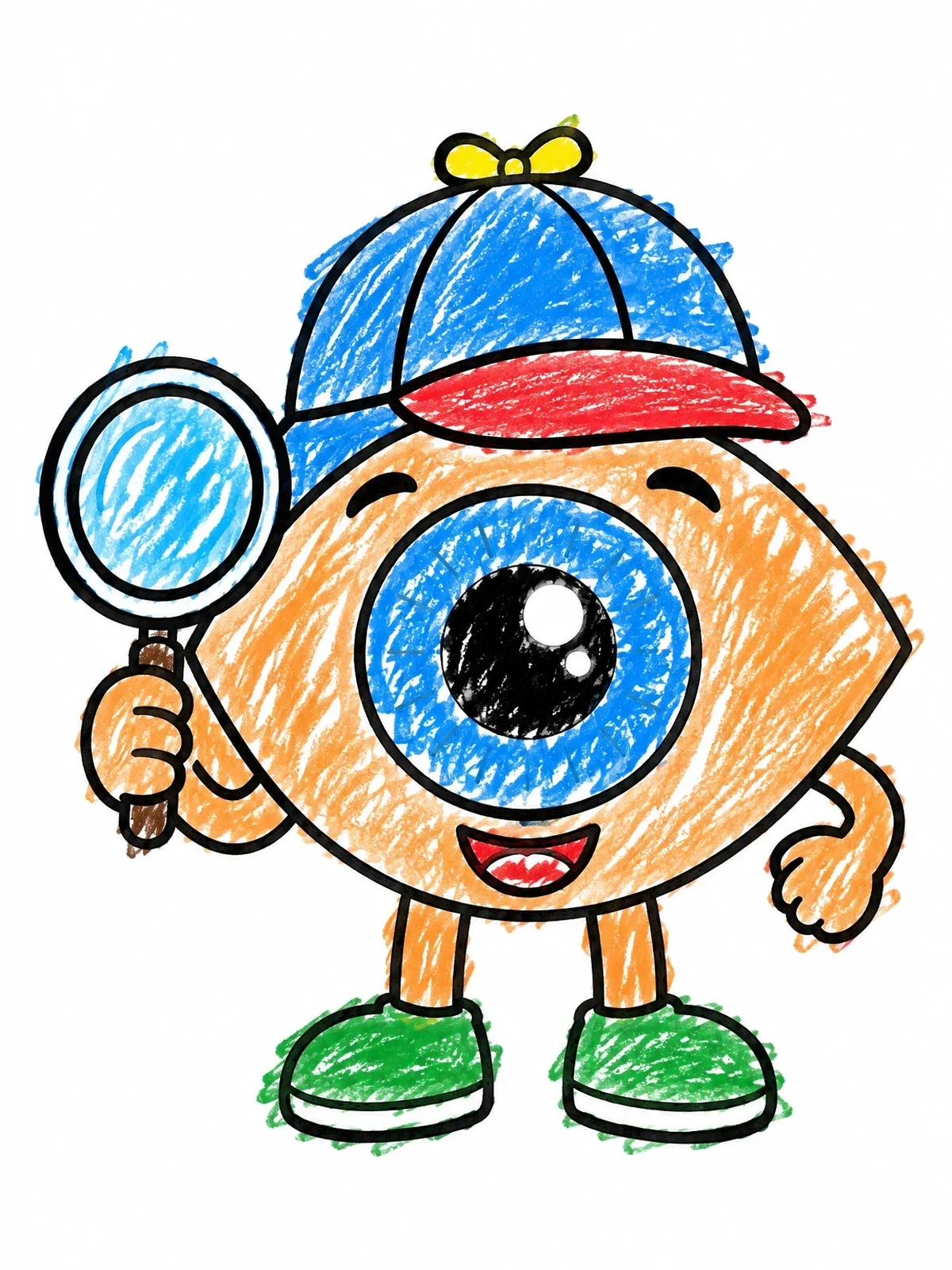 Colored example of the Detective Eyeball With Magnifying Glass coloring page