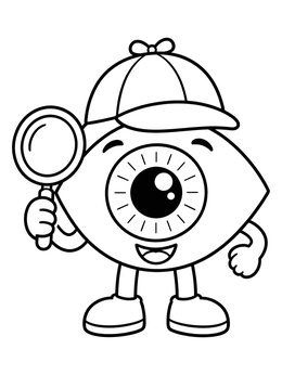 Free printable Detective Eyeball With Magnifying Glass coloring page