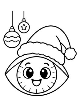 Free printable Festive Cartoon Eye With Santa Hat coloring page