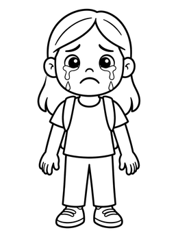 Free printable Crying Child With Backpack coloring page