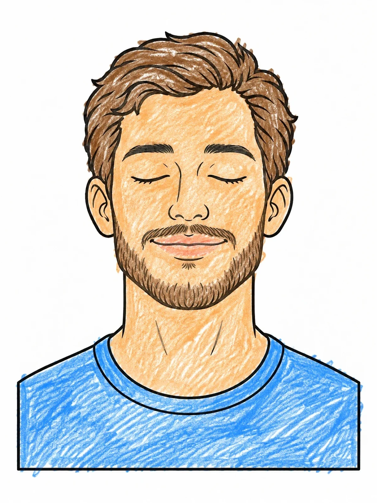 Colored example of the Peaceful Man With Closed Eyes coloring page