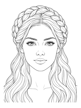 Free printable Braided Crown Girl Portrait coloring page