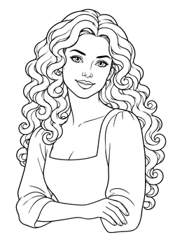 Free printable Curly Haired Woman Portrait coloring page