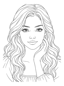 Free printable Young Girl With Wavy Hair coloring page