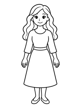 Free printable Smiling Woman With Wavy Hair coloring page