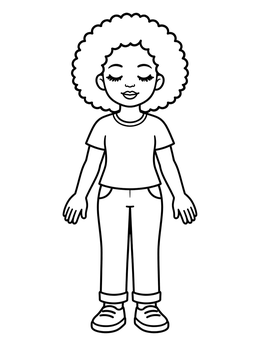 Free printable Standing Girl With Curly Hair coloring page