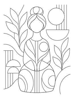Free printable Faceless Dominican Ceramic Doll Art coloring page