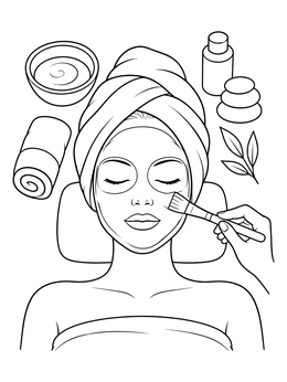 Free printable Relaxing Facial Treatment Spa Day coloring page