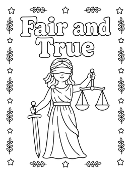 Free printable Fair And True Lady Justice Libra coloring page