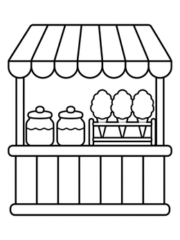 Free printable Fairground Cotton Candy Stand coloring page